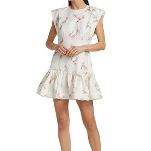 NWT Zimmermann Dancer Linen Floral Flounce Mini Dress